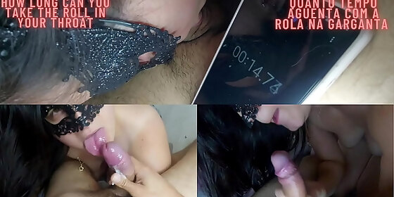 it s incredible what this married woman does with her mouth how long she can keep her rolls in her deep throat timed