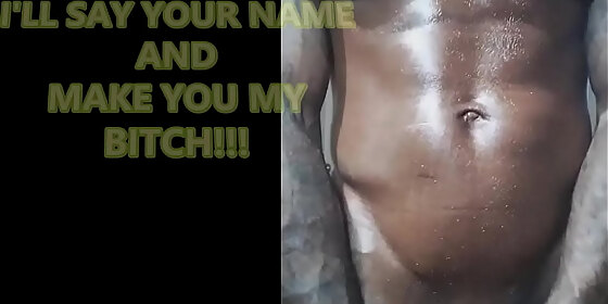 black muscle god shows off muscles black cock and body