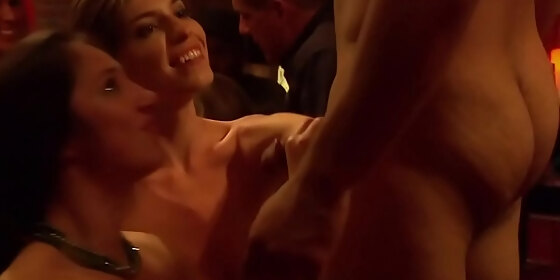 open minded swingers are having wild sex in a red room