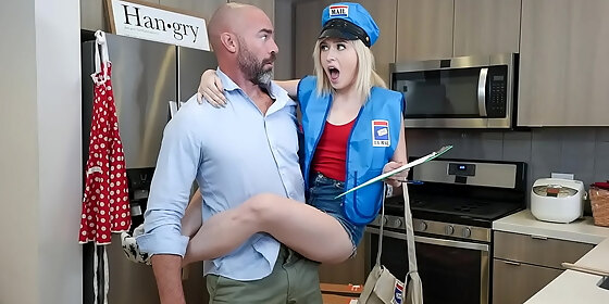 tiny delivery girl fucked by big cock customer to keep her job