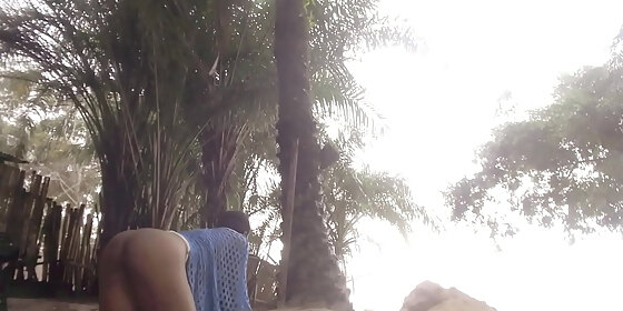 naturist woman on the beach enjoy beiing naked