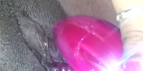ex ebony girlfriend playing with vibrator and sucks my cock