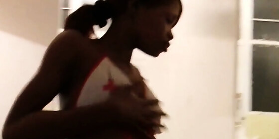 slender athletic black nurse special bj