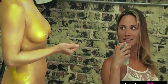 cougar housewives painted their bodies for a photoshoot