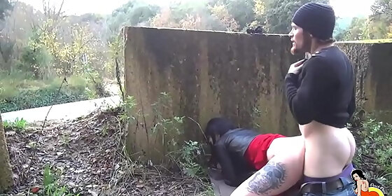very exciting slutty dolly fucks outside in the forest with a musician guy