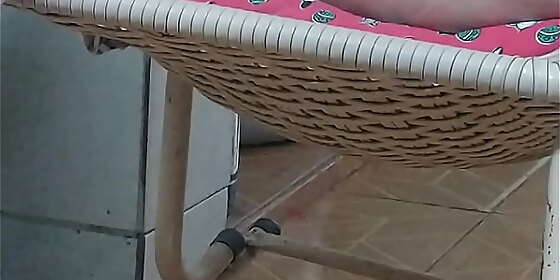 wife sitting in panties and open leg
