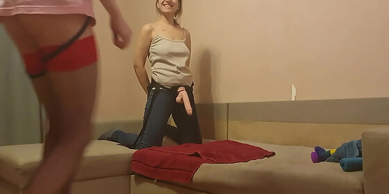 sasha earth gets strap on fucking sex toy from anastasia mistress