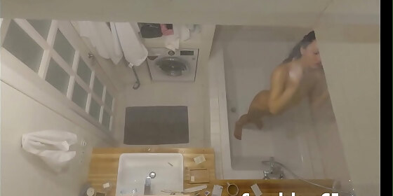 captured my girl on tape stripping and showering in the hot tub