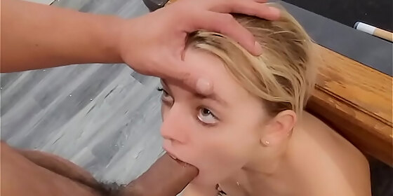 wrapped his dick around my throat and gagged on it by a pool table