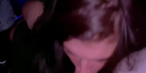 risky fuck in public at the cinema in the end plays with cum and swallows