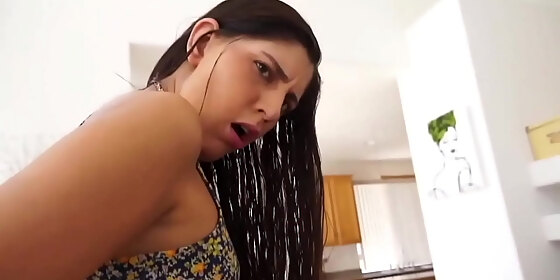 horny brunette teen stepdaughter with a big ass and tiny tits miranda miller seduces stepdadfor his car keys pov