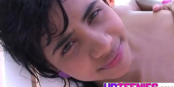 hot latina tobie teen swimming naked and rubbing her pussy closeup
