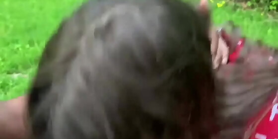 dyke sucks sloppy dick on park bench