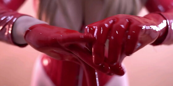 red latex gloves rubber gloves fetish