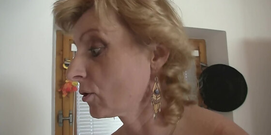 blonde mother in law catches him jerking