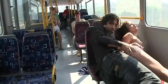 little euro babe fucks on a city bus