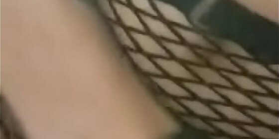 hand job from girl in fishnets