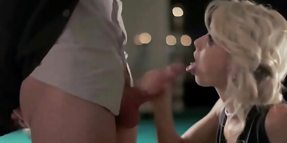 blonde lady licks and blows his dick