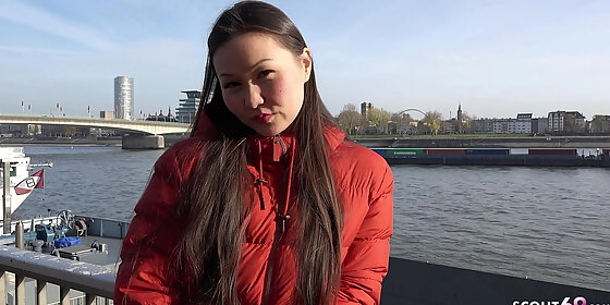 german scout big clit asian girl luna first rimjob and fuck at real street casting