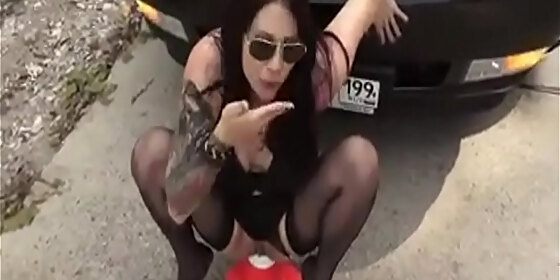 slut prolapse and juicy orgasm on the road