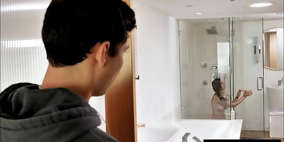 stepbrother perving out on stepsister in the shower