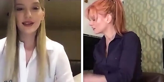 girlsway kenna james and her boss masturbate remotely during the quarantine