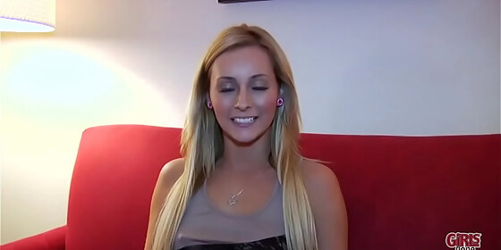 kristin and the red couch