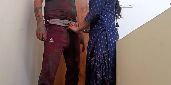 my youngest indian desi village bhabhi was celebrate holi with dever on clear hindi audio language sex