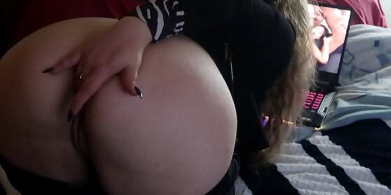 thick teen blonde masturbates watching bbc hardcore gangbang