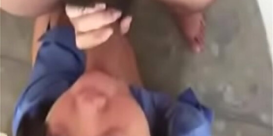employed chinese woman sucks cock hidden in the factory
