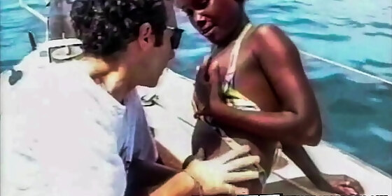 black bikini babe public interracial banging on a boat and beach