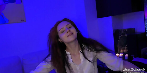 black light asthetic party girl lea blasting herself with thick glass dildo