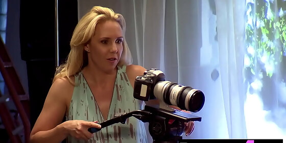 naughty big tits blonde swallowed big hard dick in front of the camera