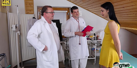 filthy bitch sharlotte thorne examined and made to cum by 2 perverted doctors