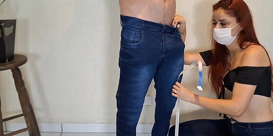 naughty seamstress with an eye on the client s dick