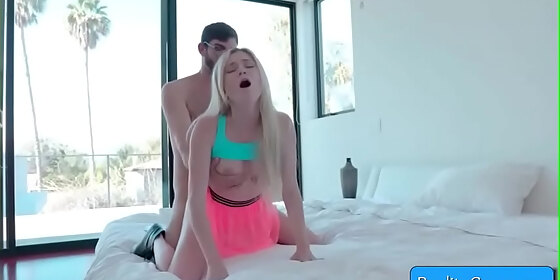 sexy blonde teen chloe foster with nice round natural boobs enjoy sucking huge cock and getting pounded hard from behind