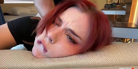 redhead hard fucking and deep blowjob cum in mouth