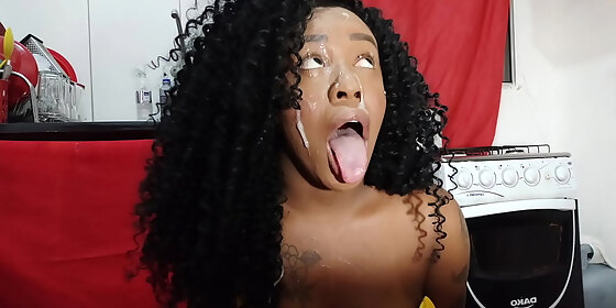 black washing crazy and fucking hot in the kitchen bruna black