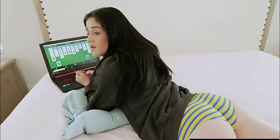 stepsister banged while shes busy playing game