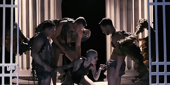 bald tattooed slut leigh raven sex fantasy gangbang fallen 2 scene 4