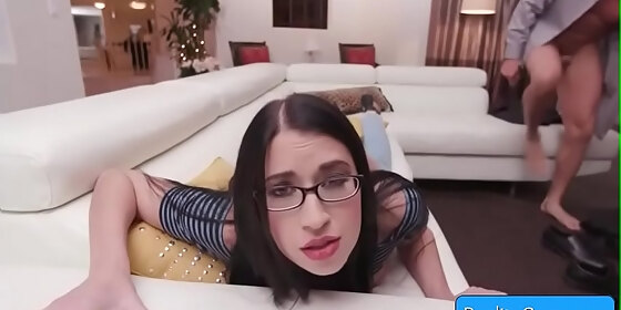 sexy teen brunette nerdy slut alex coal takes it hard from behind nad loves amazing orgasm