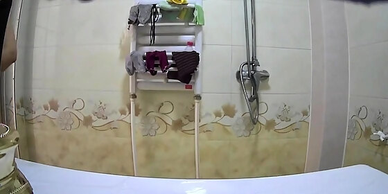 small breasted asian stepmom spied in shower