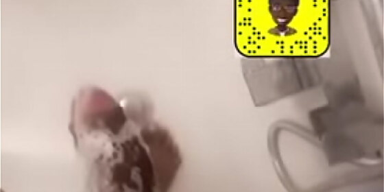 playing with my big black dick in the shower