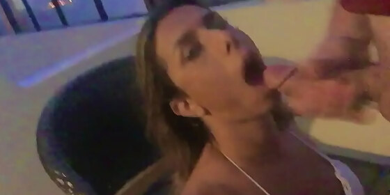 taking cum in the face on the hotel penthouse sex in public
