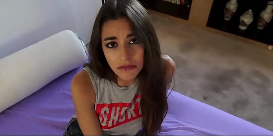 brunette teen arielle takes pov dicking and cum in mouth from her stepdad