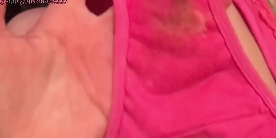 masturbating in pink panty on my bed
