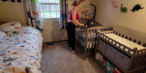 pregnant step mom gets stuck in crib and has to come help her get out