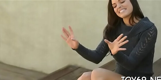 dishy brunette renee p is slowly taking off her lingerie