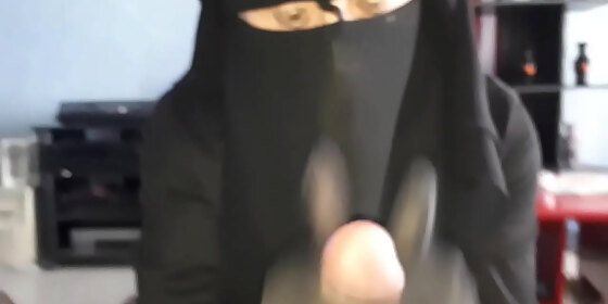 veiled muslim jerks cock