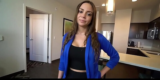 horny stepmom fucks stepson in pov before leaving on a trip